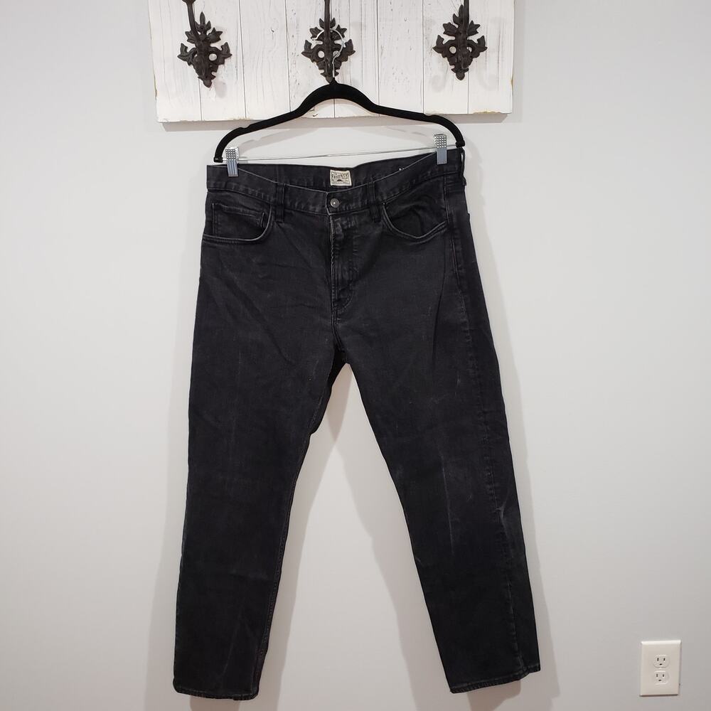 Faherty Stretch Terry 5 Pocket Pants Mens 35x30 Onyx Black Slim Casual Jeans